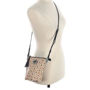Brighton 100% Leather Small Geometric Zip Up Crossbody‎ Bag